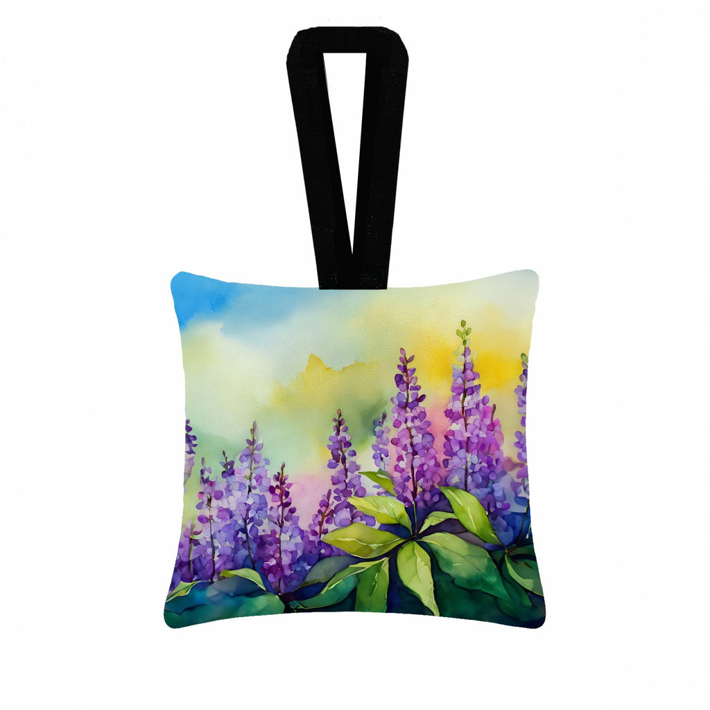 Idaho Syringa in Watercolor Hanging Square Fabric Ornament 3.5 × 3.5 Decorative Door-Knob & Tree Hanger, Soft Fabric