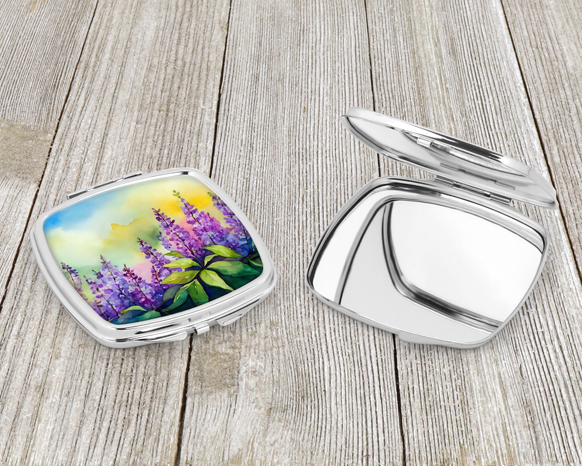 Idaho Syringa in Watercolor Compact Mirror Decorative Travel Makeup Mirror for Women Girls Gifts Pocket Makeup Mirror Folding Handheld