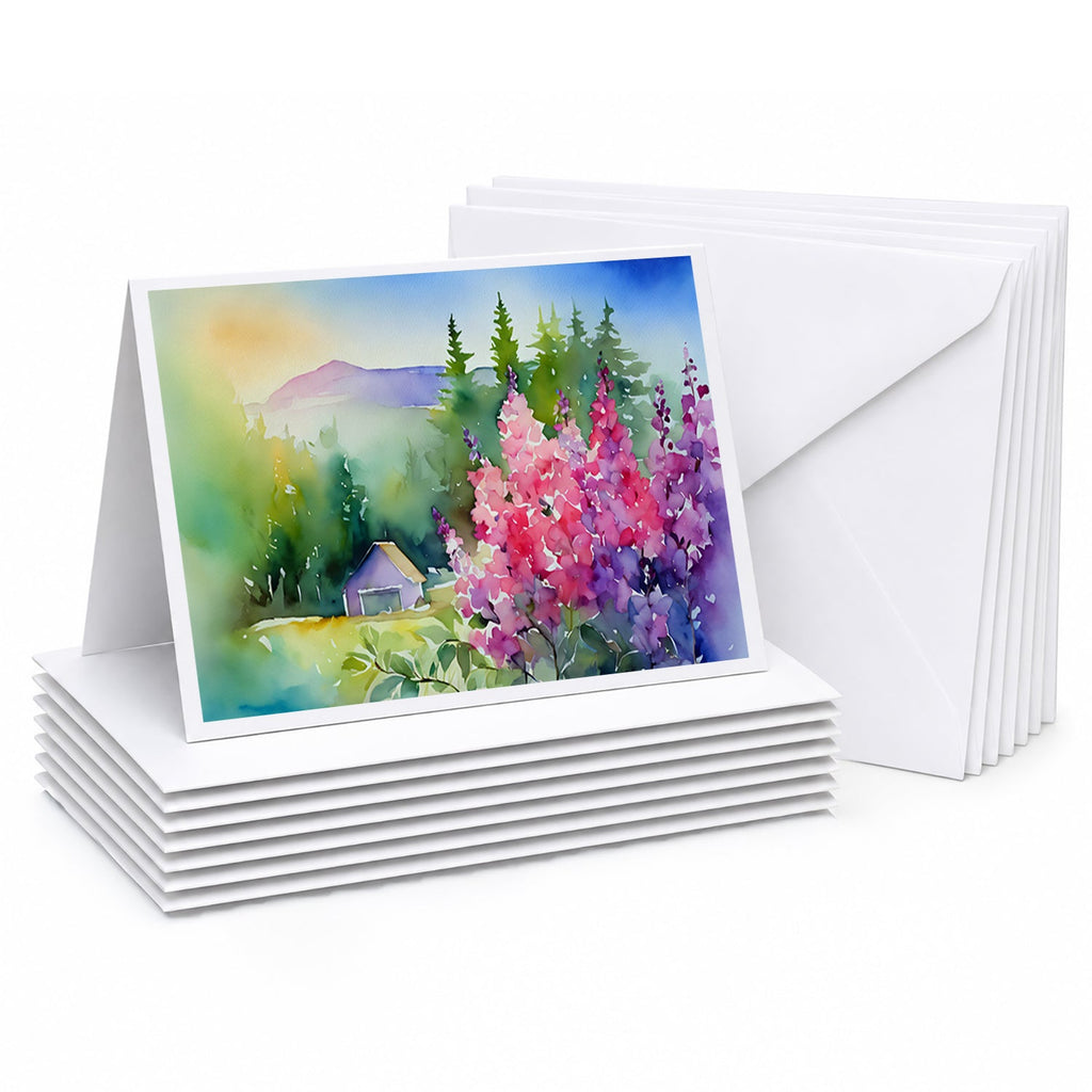Idaho Syringa in Watercolor Greeting Cards Pack of 8 Blank Cards with Envelopes Whimsical A7 Size 5x7