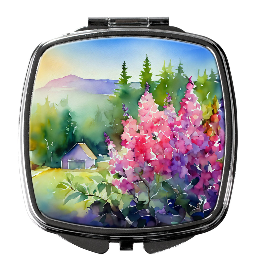 Idaho Syringa in Watercolor Compact Mirror Decorative Travel Makeup Mirror for Women Girls Gifts Pocket Makeup Mirror Folding Handheld