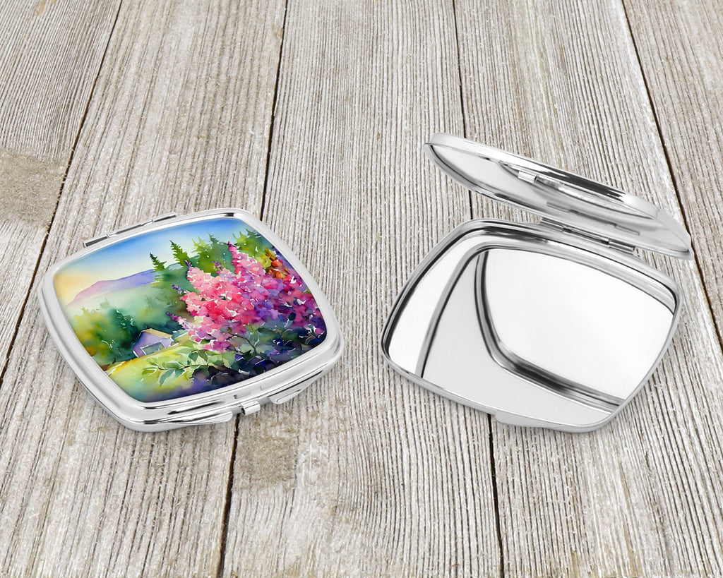 Idaho Syringa in Watercolor Compact Mirror Decorative Travel Makeup Mirror for Women Girls Gifts Pocket Makeup Mirror Folding Handheld