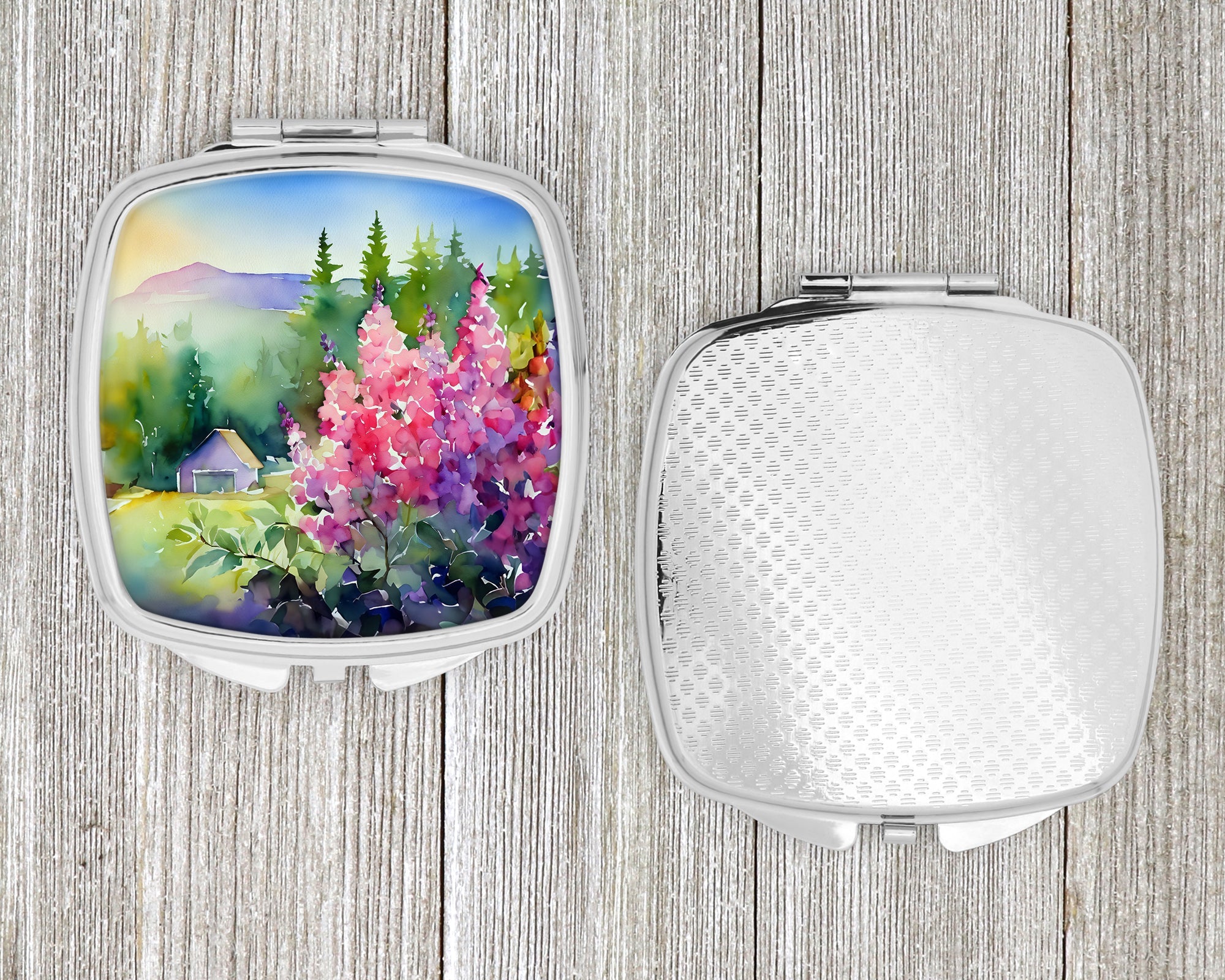 Idaho Syringa in Watercolor Compact Mirror Decorative Travel Makeup Mirror for Women Girls Gifts Pocket Makeup Mirror Folding Handheld