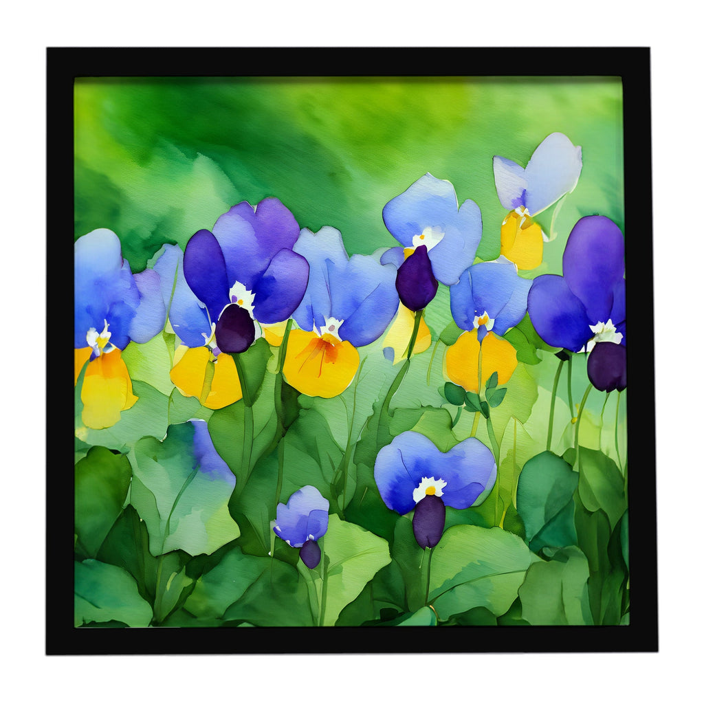 Illinois Violet in Watercolor Framed Metal Print Bathroom, Kitchen, Office, Home Decor Wall Art Ready to Hang, Square, 8X8