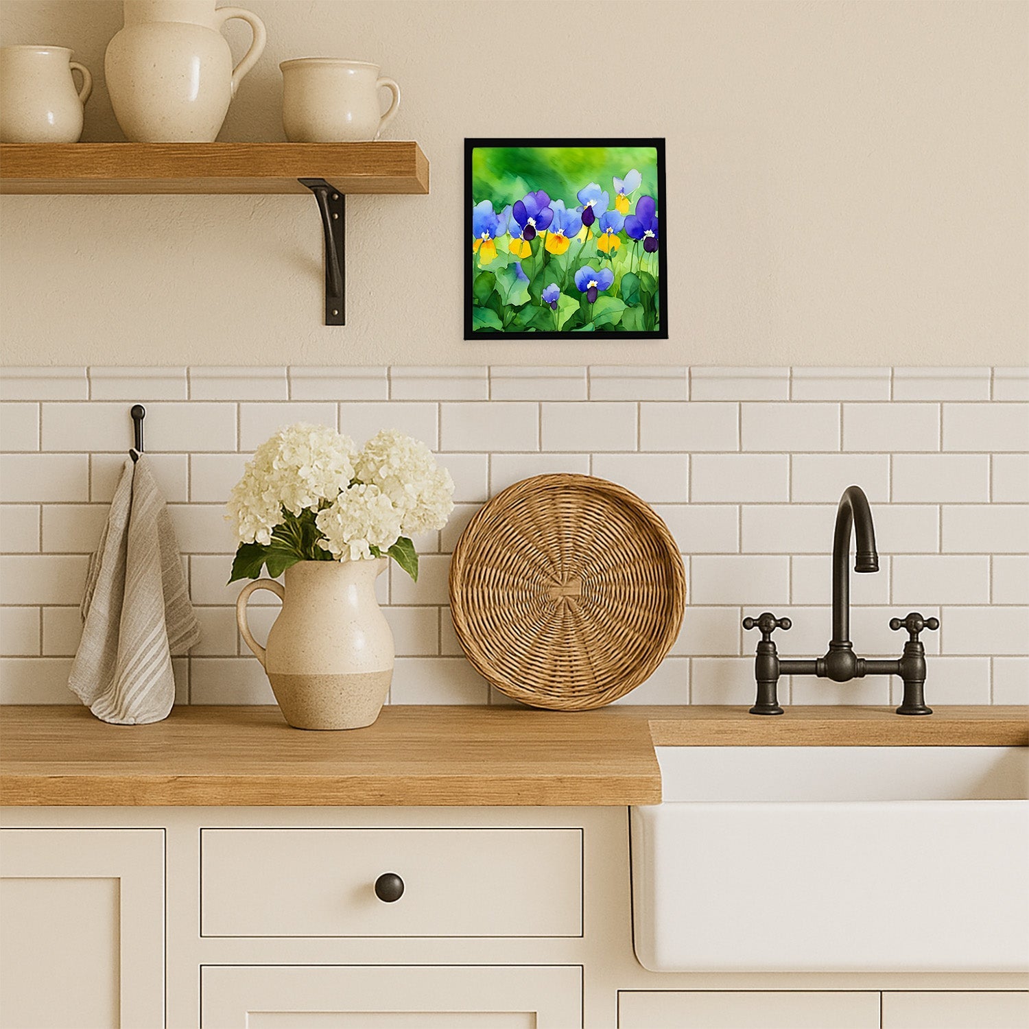 Illinois Violet in Watercolor Framed Metal Print Bathroom, Kitchen, Office, Home Decor Wall Art Ready to Hang, Square, 8X8