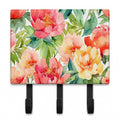 Indiana Peonies in Watercolor Leash or Key Holder Wall Hooks, Coat Rack Wall Mount, for Hanging Keys, Towels, Aprons, Leashes