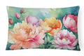 Indiana Peonies in Watercolor Decorative Throw Pillow 12x16 Indoor Outdoor Accent Cushion, Fabric Cover with Insert for Sofa, Bed, Porch & Living Room