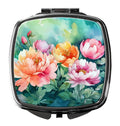 Indiana Peonies in Watercolor Compact Mirror Decorative Travel Makeup Mirror for Women Girls Gifts Pocket Makeup Mirror Folding Handheld