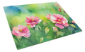 Iowa Wild Prairie Roses in Watercolor Cutting Board Tempered Glass Kitchen Cutting Surface, Heat Resistant Chopping, Non-Slip Feet, Food Prep & Serving
