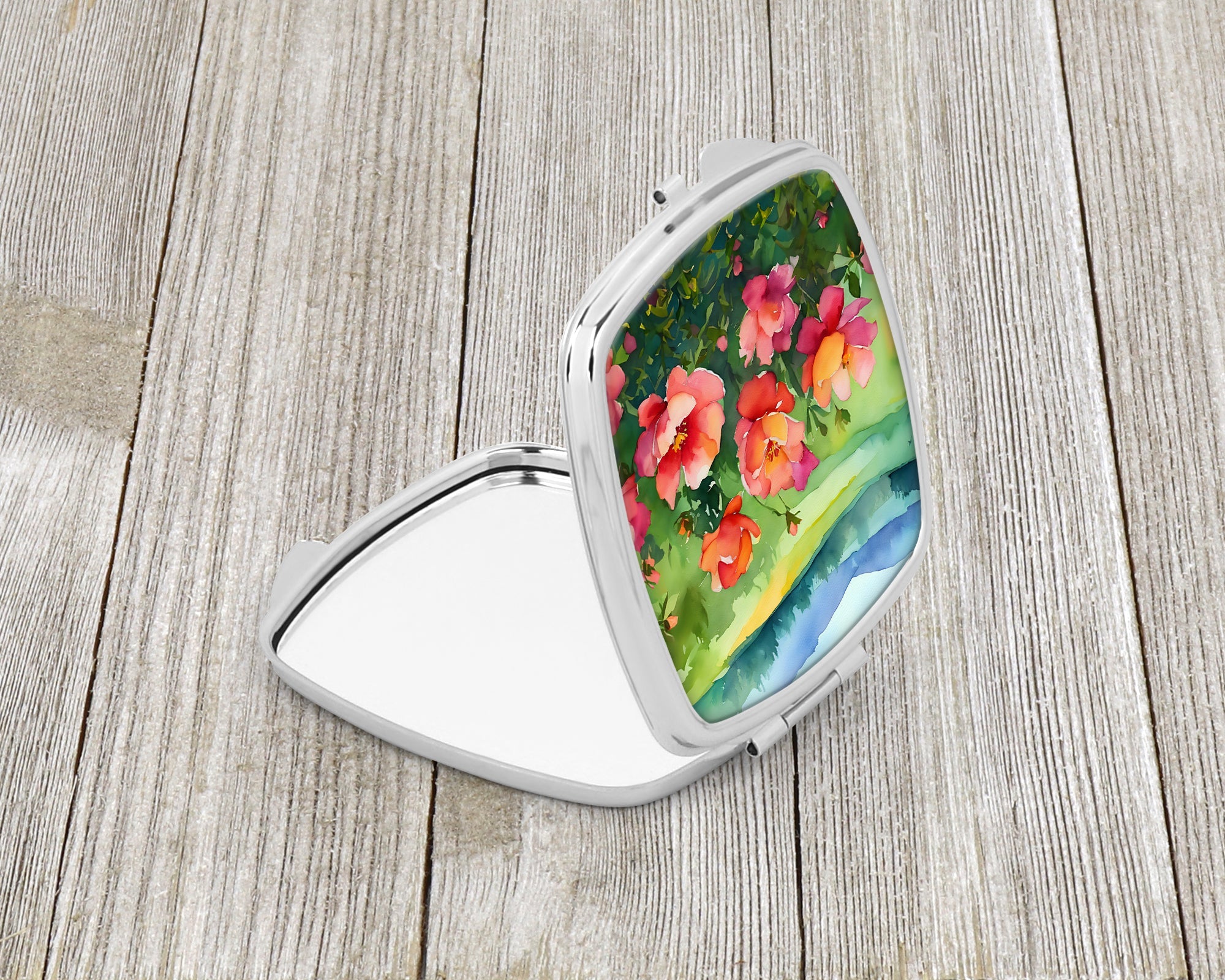 Iowa Wild Prairie Roses in Watercolor Compact Mirror Decorative Travel Makeup Mirror for Women Girls Gifts Pocket Makeup Mirror Folding Handheld