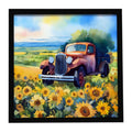 Kansas Sunflowers in Watercolor Framed Metal Print Bathroom, Kitchen, Office, Home Decor Wall Art Ready to Hang, Square, 8X8