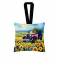 Kansas Sunflowers in Watercolor Hanging Square Fabric Ornament 3.5 × 3.5 Decorative Door-Knob & Tree Hanger, Soft Fabric