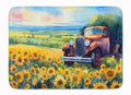 Kansas Sunflowers in Watercolor Memory Foam Kitchen Mat Machine Washable Anti-Fatigue Cushion Comfort Bath or Kitchen Rug