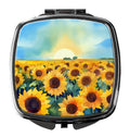 Kansas Sunflowers in Watercolor Compact Mirror Decorative Travel Makeup Mirror for Women Girls Gifts Pocket Makeup Mirror Folding Handheld