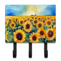 Kansas Sunflowers in Watercolor Leash or Key Holder Wall Hooks, Coat Rack Wall Mount, for Hanging Keys, Towels, Aprons, Leashes