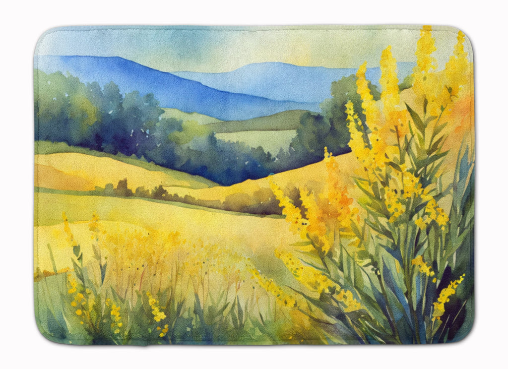 Kentucky Goldenrod in Watercolor Memory Foam Kitchen Mat Machine Washable Anti-Fatigue Cushion Comfort Bath or Kitchen Rug