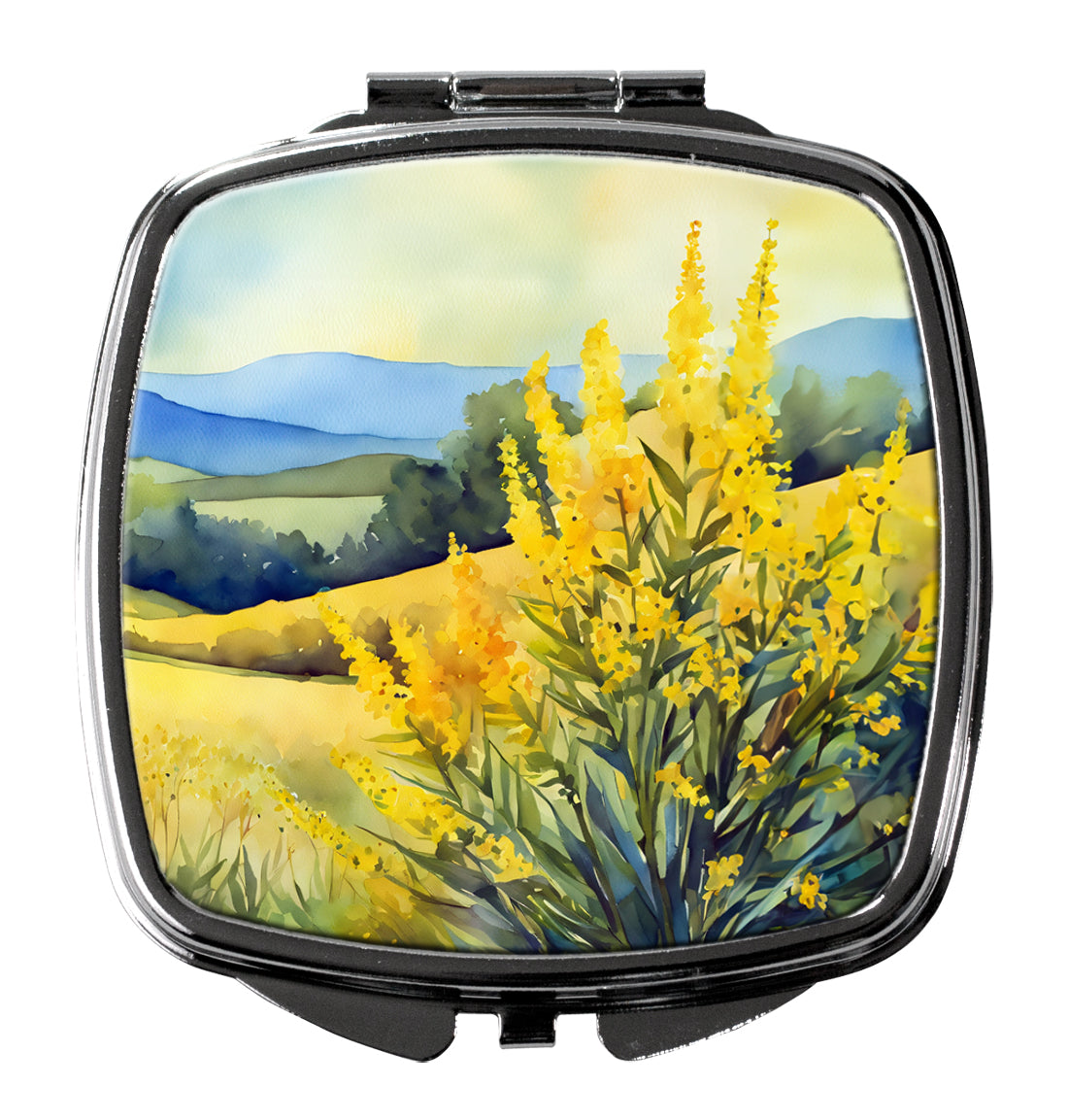 Kentucky Goldenrod in Watercolor Compact Mirror Decorative Travel Makeup Mirror for Women Girls Gifts Pocket Makeup Mirror Folding Handheld