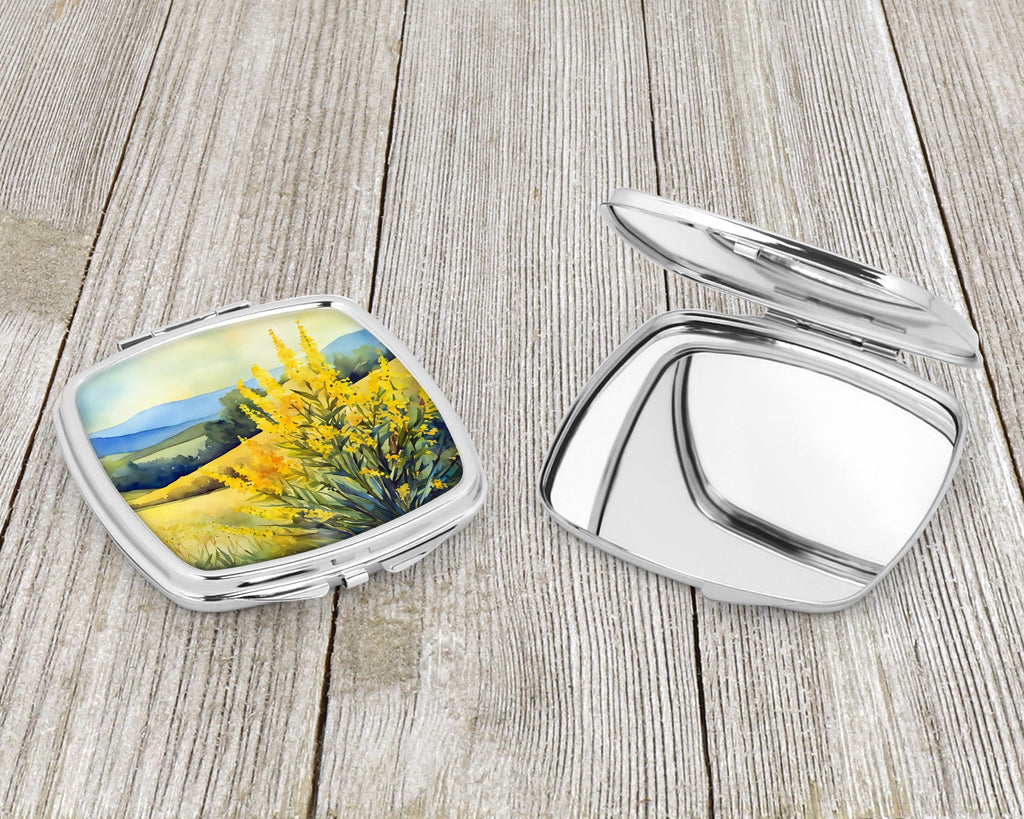 Kentucky Goldenrod in Watercolor Compact Mirror Decorative Travel Makeup Mirror for Women Girls Gifts Pocket Makeup Mirror Folding Handheld