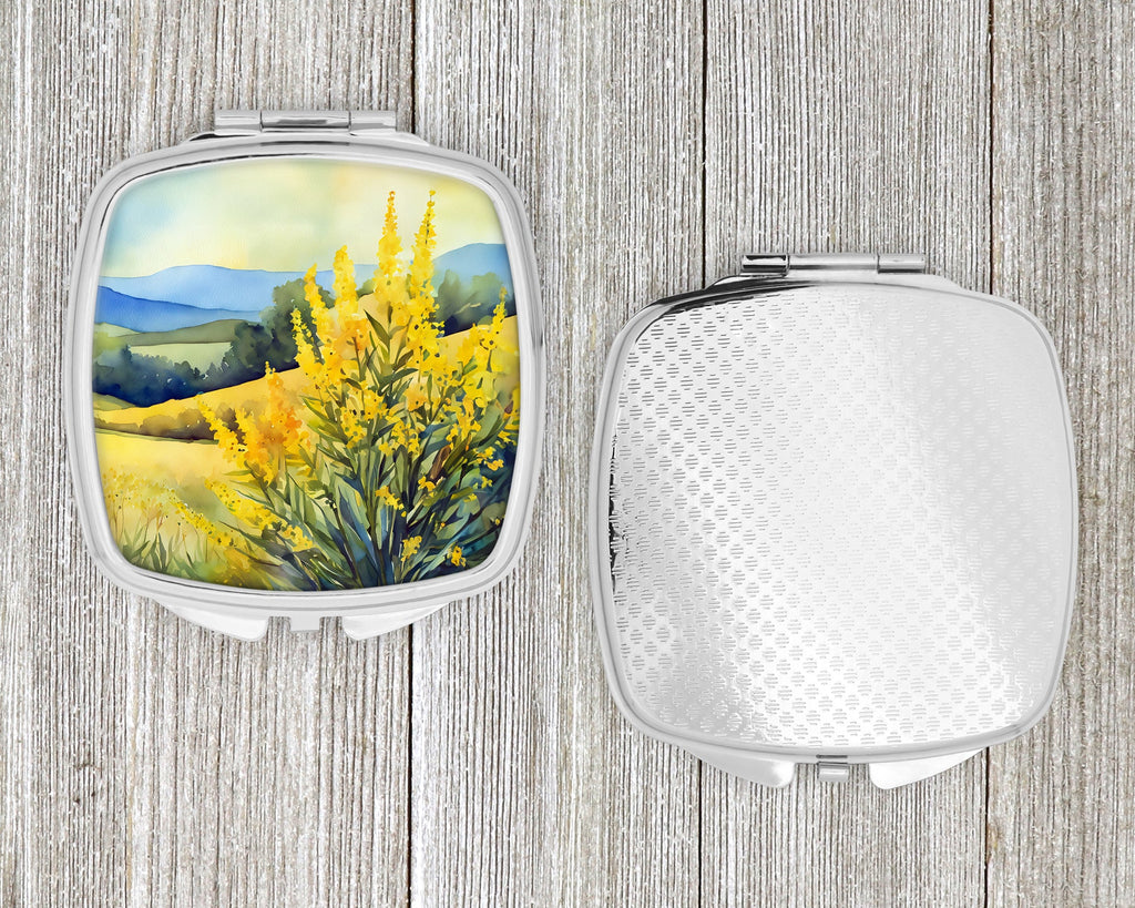 Kentucky Goldenrod in Watercolor Compact Mirror Decorative Travel Makeup Mirror for Women Girls Gifts Pocket Makeup Mirror Folding Handheld
