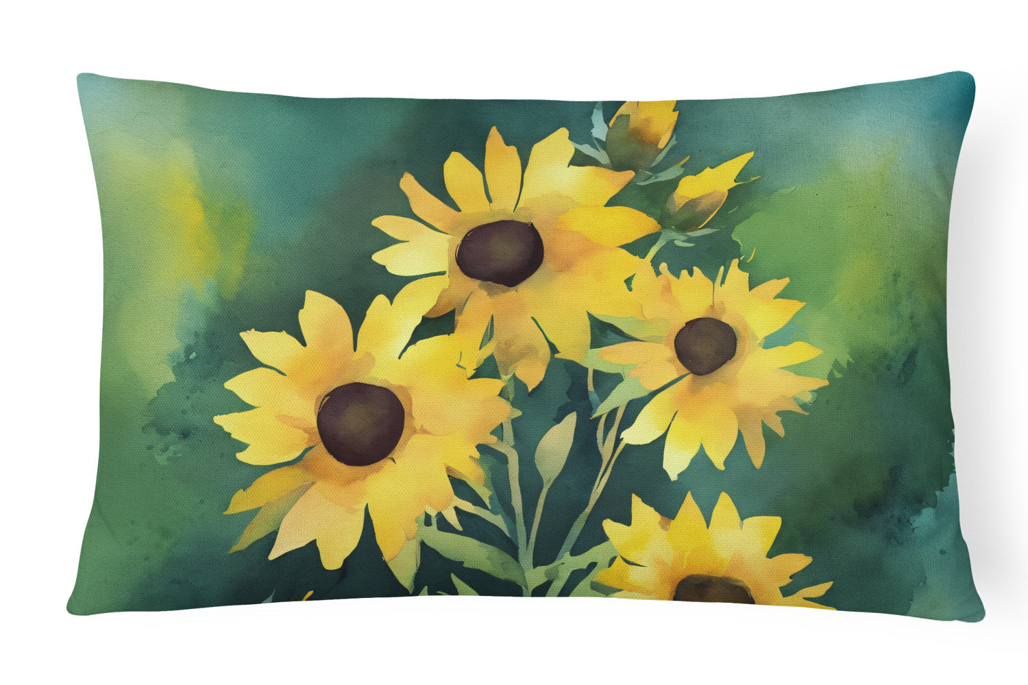 Kentucky Goldenrod in Watercolor Decorative Throw Pillow 12x16 Indoor Outdoor Accent Cushion, Fabric Cover with Insert for Sofa, Bed, Porch & Living Room