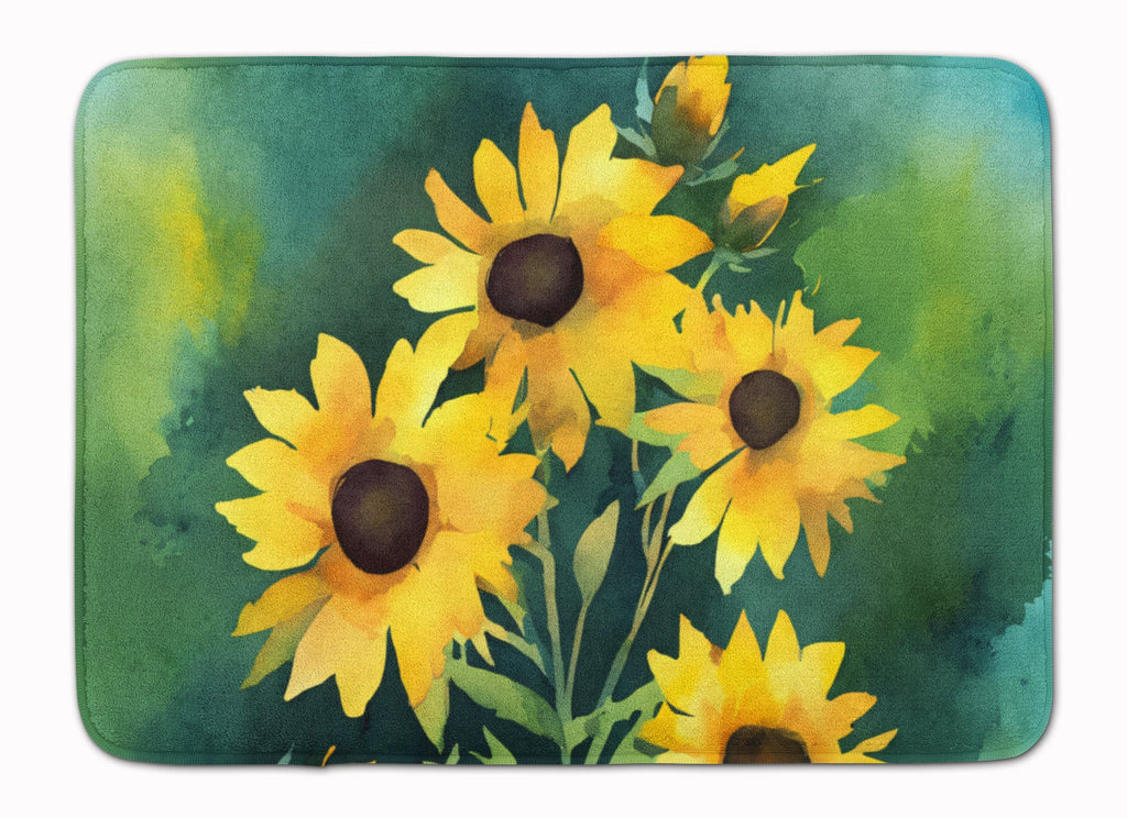 Kentucky Goldenrod in Watercolor Memory Foam Kitchen Mat Machine Washable Anti-Fatigue Cushion Comfort Bath or Kitchen Rug