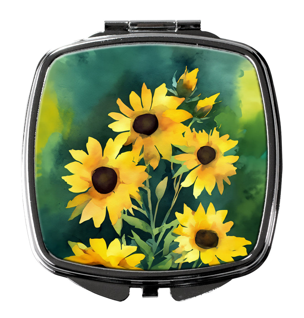 Kentucky Goldenrod in Watercolor Compact Mirror Decorative Travel Makeup Mirror for Women Girls Gifts Pocket Makeup Mirror Folding Handheld