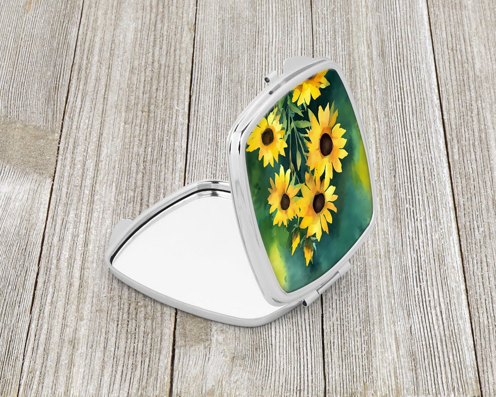 Kentucky Goldenrod in Watercolor Compact Mirror Decorative Travel Makeup Mirror for Women Girls Gifts Pocket Makeup Mirror Folding Handheld
