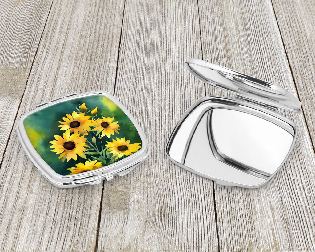 Kentucky Goldenrod in Watercolor Compact Mirror Decorative Travel Makeup Mirror for Women Girls Gifts Pocket Makeup Mirror Folding Handheld