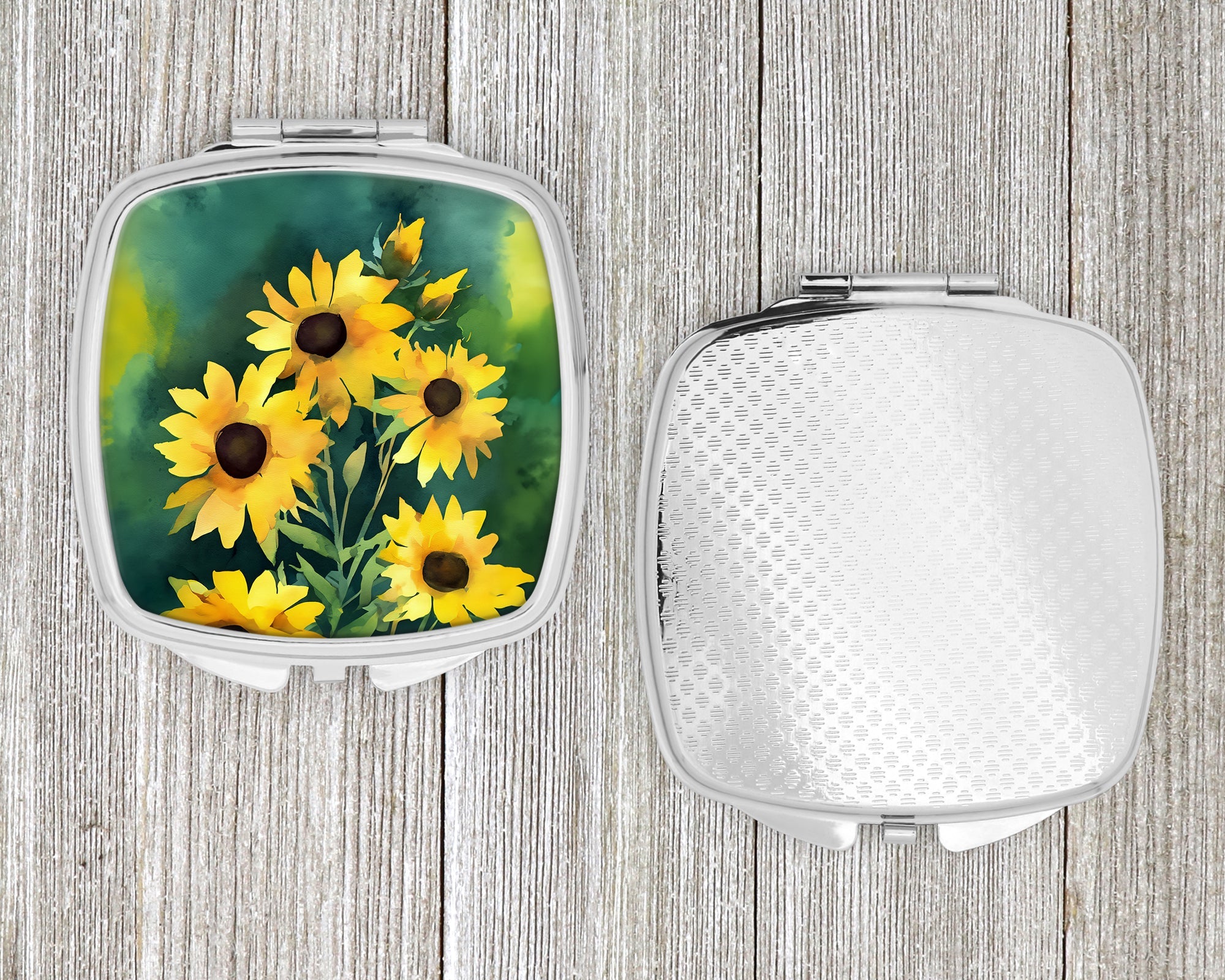 Kentucky Goldenrod in Watercolor Compact Mirror Decorative Travel Makeup Mirror for Women Girls Gifts Pocket Makeup Mirror Folding Handheld