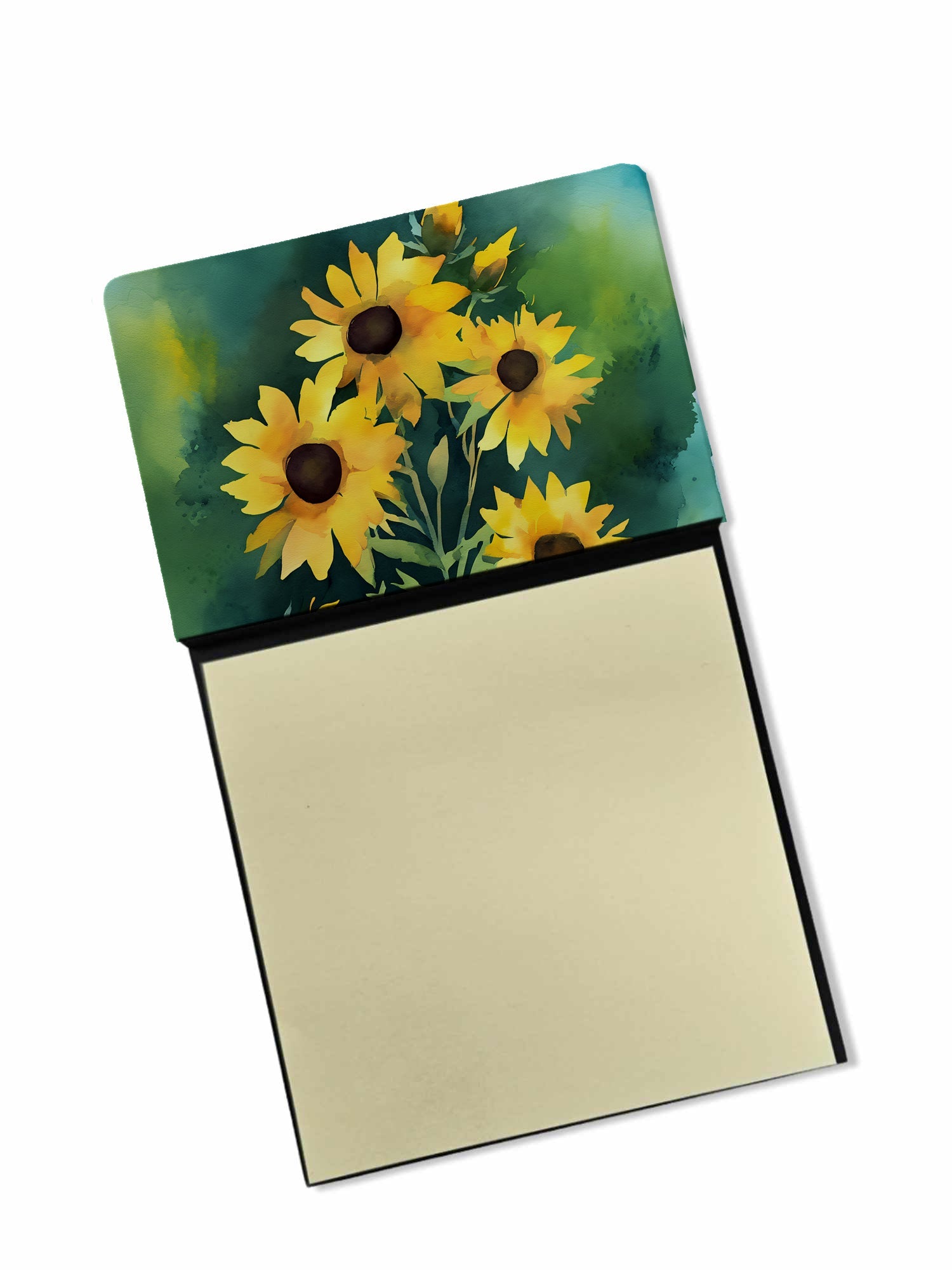 Kentucky Goldenrod in Watercolor Watercolor Sticky Note Holder Refillable Dispenser Desk Accessory 3x3 Pad Gift