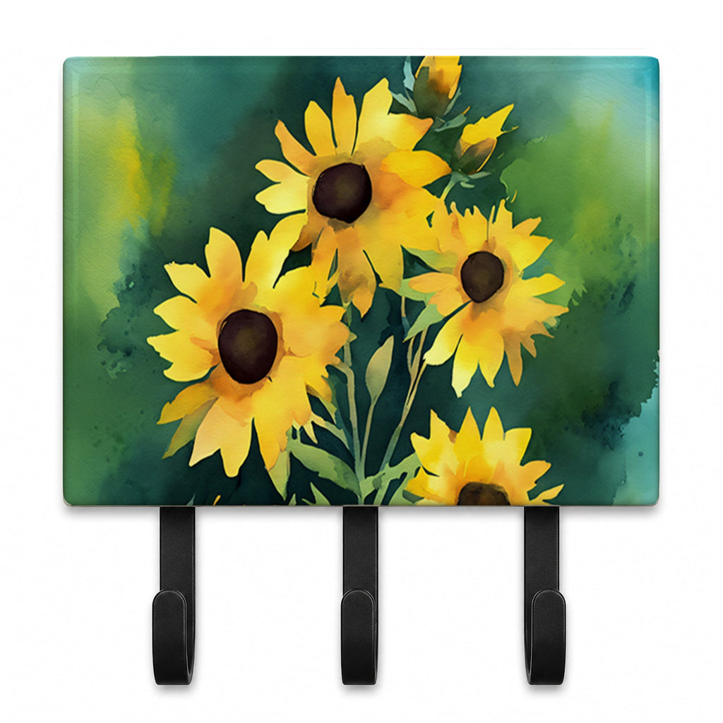 Kentucky Goldenrod in Watercolor Leash or Key Holder Wall Hooks, Coat Rack Wall Mount, for Hanging Keys, Towels, Aprons, Leashes