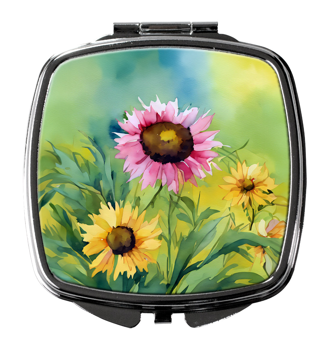 Kentucky Goldenrod in Watercolor Compact Mirror Decorative Travel Makeup Mirror for Women Girls Gifts Pocket Makeup Mirror Folding Handheld