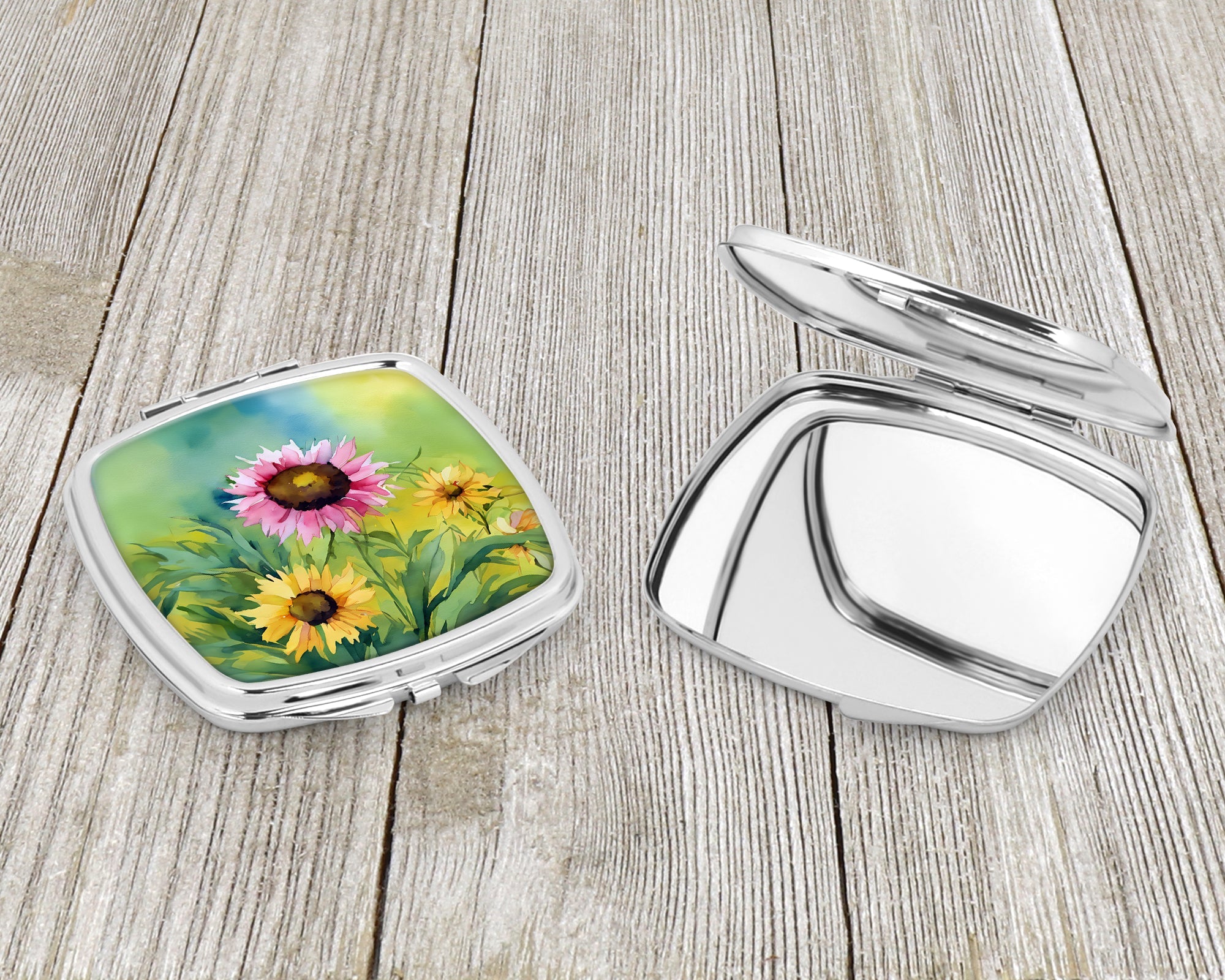 Kentucky Goldenrod in Watercolor Compact Mirror Decorative Travel Makeup Mirror for Women Girls Gifts Pocket Makeup Mirror Folding Handheld