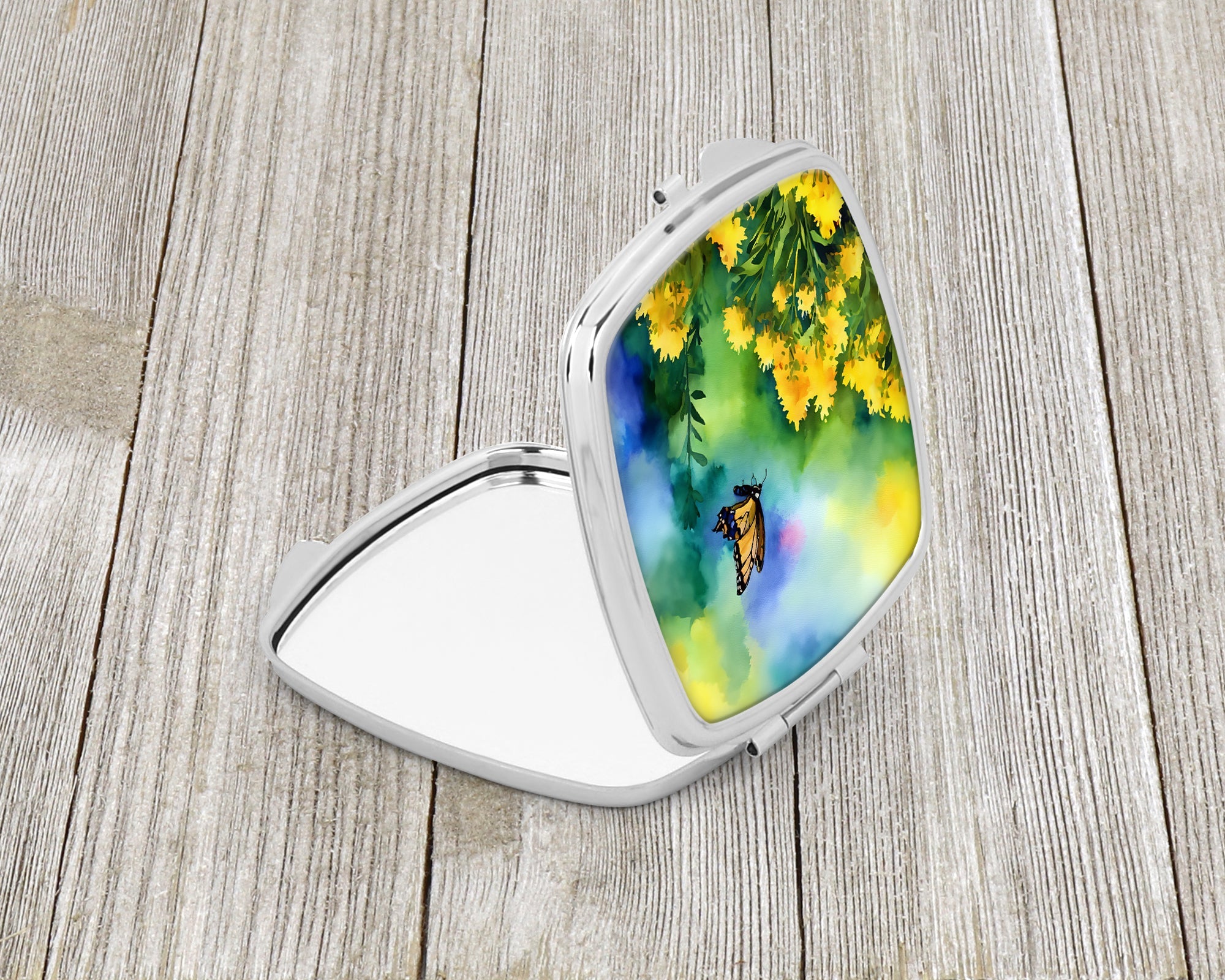 Kentucky Goldenrod in Watercolor Compact Mirror Decorative Travel Makeup Mirror for Women Girls Gifts Pocket Makeup Mirror Folding Handheld