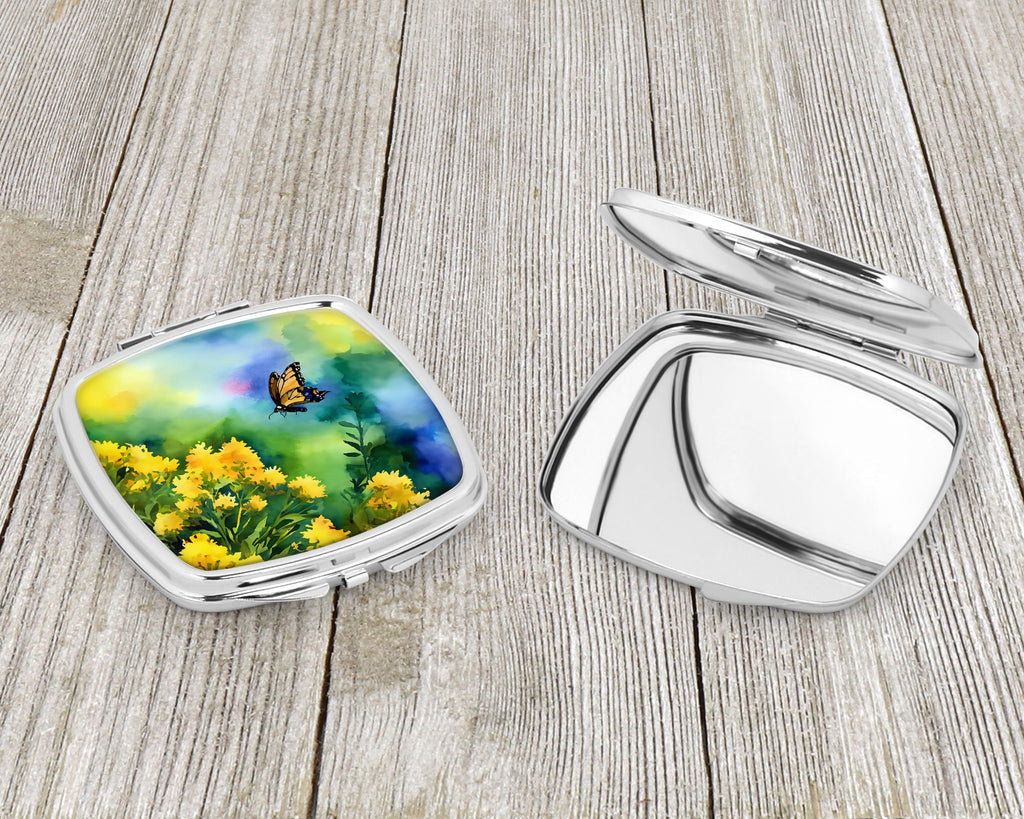 Kentucky Goldenrod in Watercolor Compact Mirror Decorative Travel Makeup Mirror for Women Girls Gifts Pocket Makeup Mirror Folding Handheld