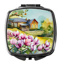 Louisiana Magnolias in Watercolor Compact Mirror Decorative Travel Makeup Mirror for Women Girls Gifts Pocket Makeup Mirror Folding Handheld