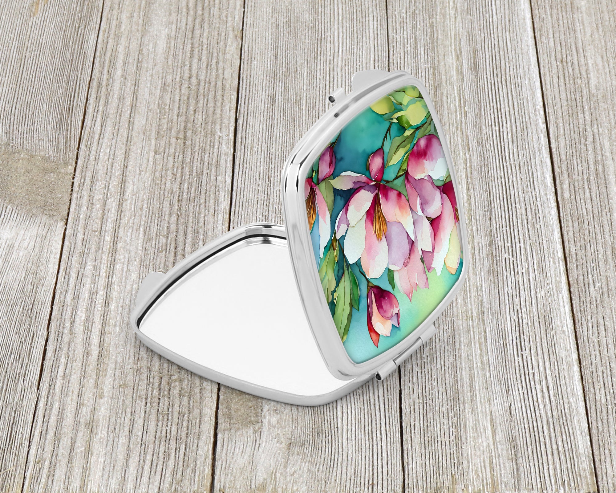 Louisiana Magnolias in Watercolor Compact Mirror Decorative Travel Makeup Mirror for Women Girls Gifts Pocket Makeup Mirror Folding Handheld