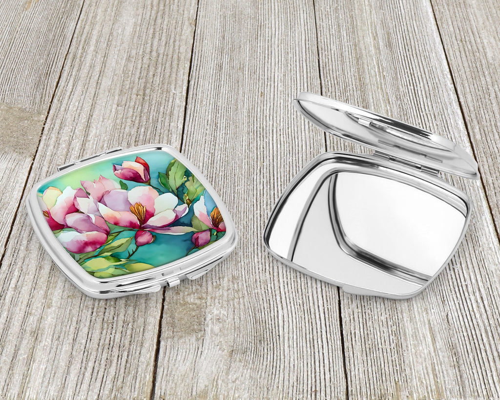 Louisiana Magnolias in Watercolor Compact Mirror Decorative Travel Makeup Mirror for Women Girls Gifts Pocket Makeup Mirror Folding Handheld