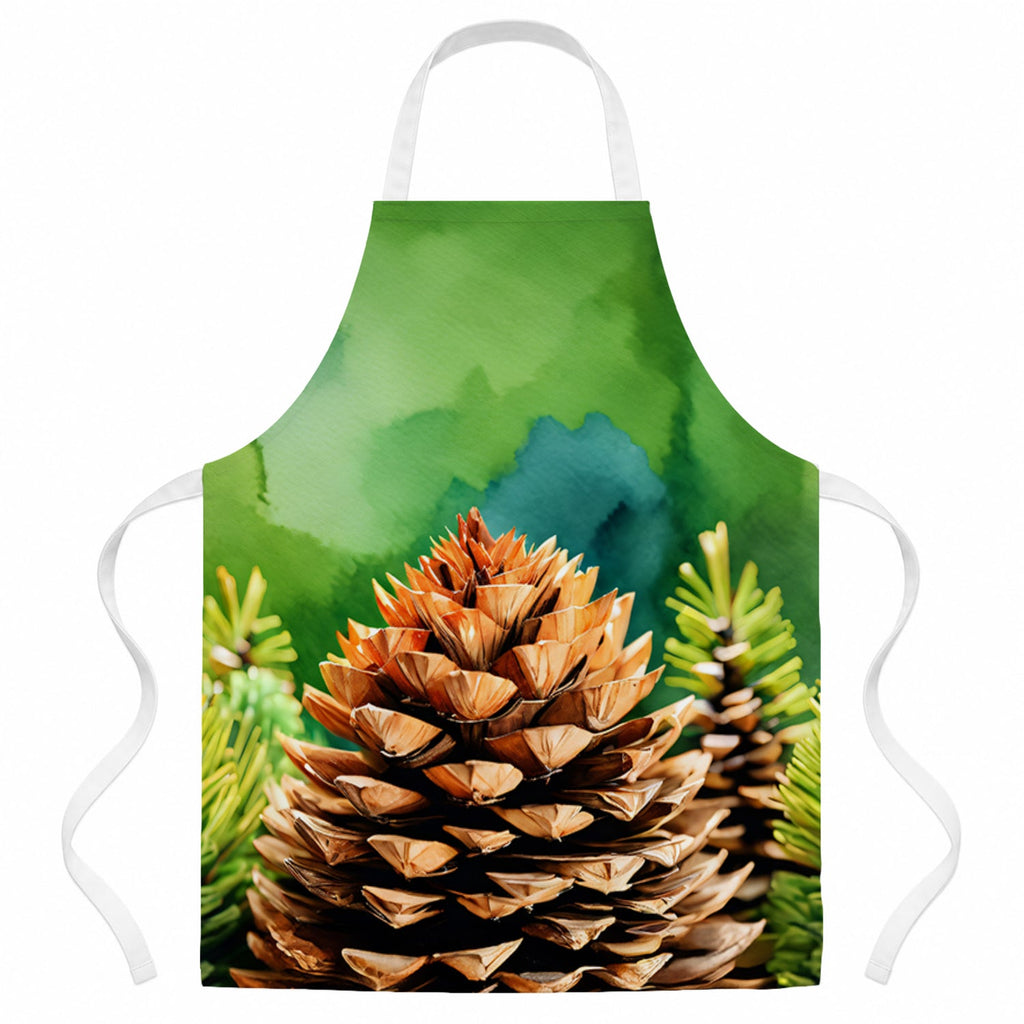 Maine White Pine Cone and Tassels in Watercolor Apron Cooking Kitchen Server Baking Crafts Gardening for Adult Women Men, Unisex, Large, Multicolor