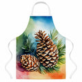 Maine White Pine Cone and Tassels in Watercolor Apron Cooking Kitchen Server Baking Crafts Gardening for Adult Women Men, Unisex, Large, Multicolor