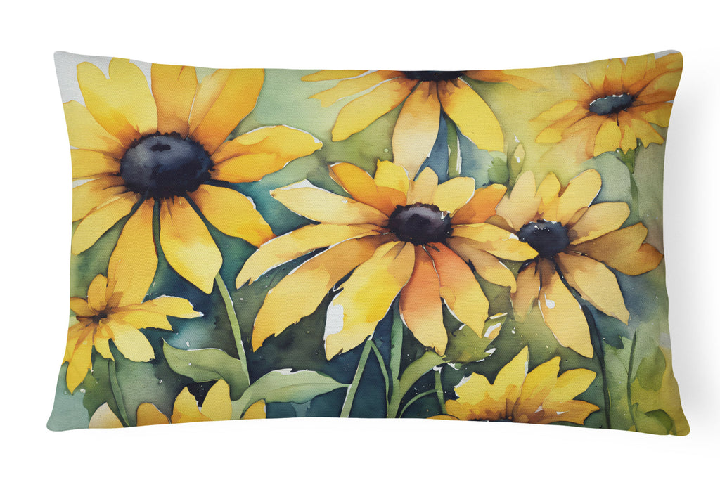 Maryland Black-Eyed Susans in Watercolor Fabric Decorative Pillow DAC1666PW1216
