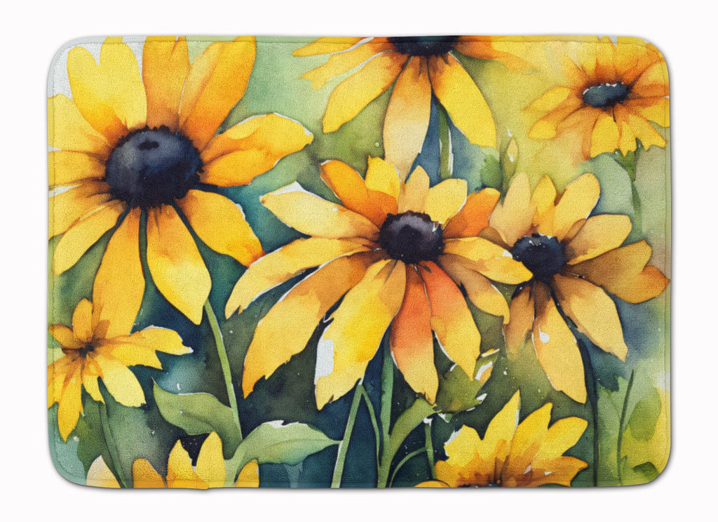 Maryland Black-Eyed Susans in Watercolor Memory Foam Kitchen Mat Machine Washable Anti-Fatigue Cushion Comfort Bath or Kitchen Rug