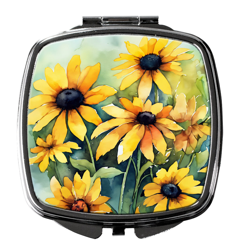 Maryland Black-Eyed Susans in Watercolor Compact Mirror Decorative Travel Makeup Mirror for Women Girls Gifts Pocket Makeup Mirror Folding Handheld