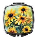 Maryland Black-Eyed Susans in Watercolor Compact Mirror Decorative Travel Makeup Mirror for Women Girls Gifts Pocket Makeup Mirror Folding Handheld