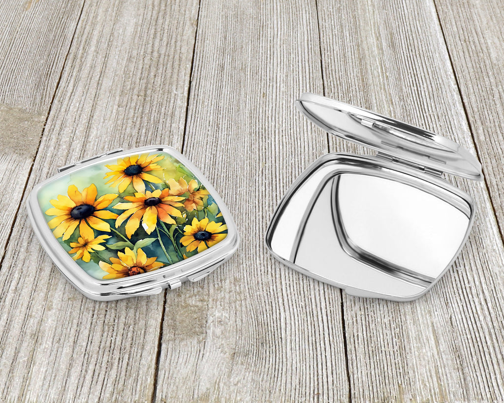 Maryland Black-Eyed Susans in Watercolor Compact Mirror Decorative Travel Makeup Mirror for Women Girls Gifts Pocket Makeup Mirror Folding Handheld