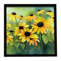 Maryland Black-Eyed Susans in Watercolor Framed Metal Print Bathroom, Kitchen, Office, Home Decor Wall Art Ready to Hang, Square, 8X8