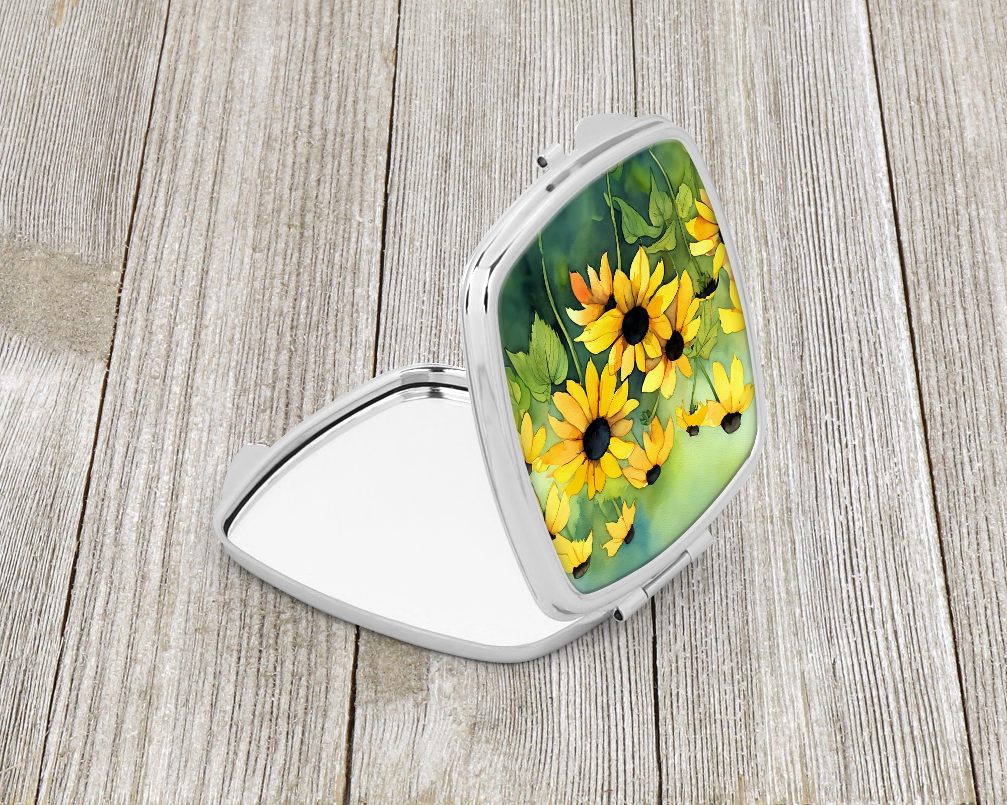 Maryland Black-Eyed Susans in Watercolor Compact Mirror Decorative Travel Makeup Mirror for Women Girls Gifts Pocket Makeup Mirror Folding Handheld