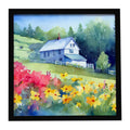 Massachusetts Mayflowers in Watercolor Framed Metal Print Bathroom, Kitchen, Office, Home Decor Wall Art Ready to Hang, Square, 8X8