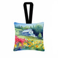 Massachusetts Mayflowers in Watercolor Hanging Square Fabric Ornament 3.5 × 3.5 Decorative Door-Knob & Tree Hanger, Soft Fabric