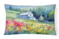 Massachusetts Mayflowers in Watercolor Decorative Throw Pillow 12x16 Indoor Outdoor Accent Cushion, Fabric Cover with Insert for Sofa, Bed, Porch & Living Room