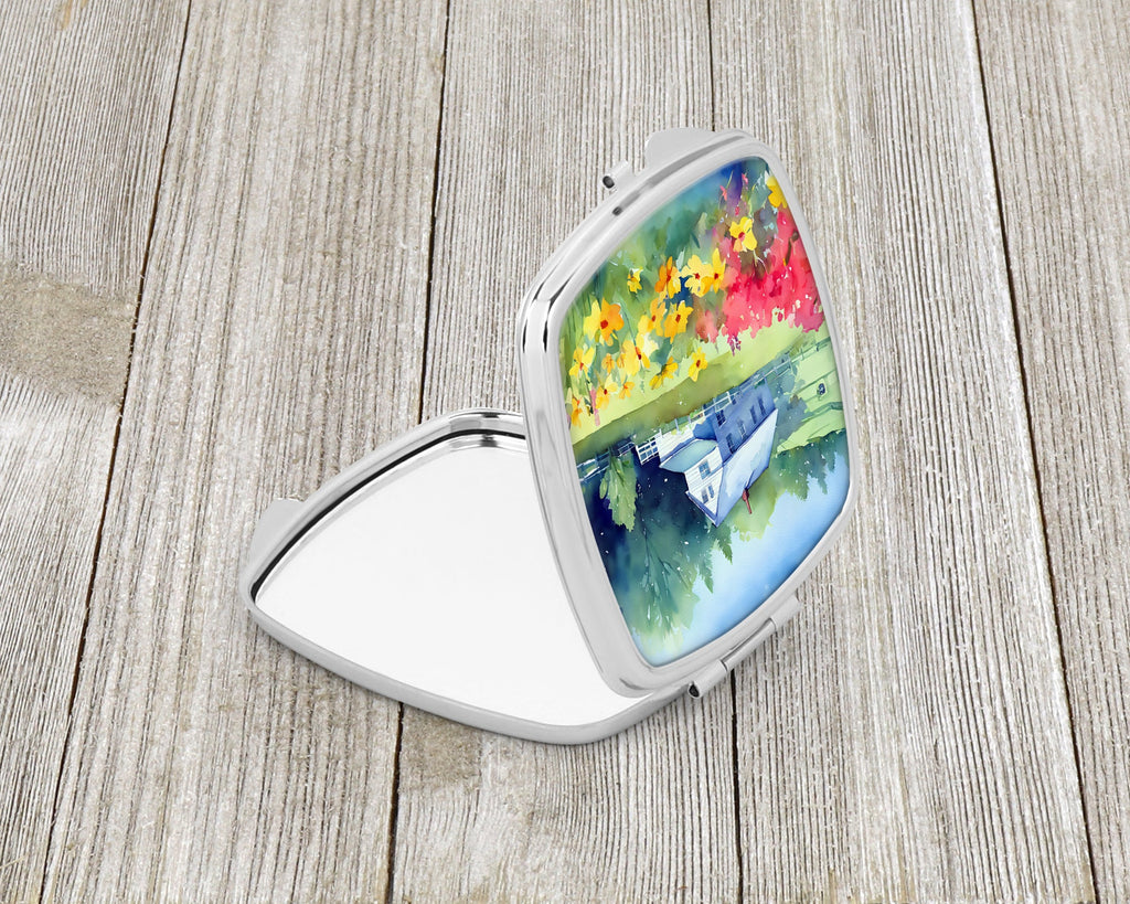 Massachusetts Mayflowers in Watercolor Compact Mirror Decorative Travel Makeup Mirror for Women Girls Gifts Pocket Makeup Mirror Folding Handheld